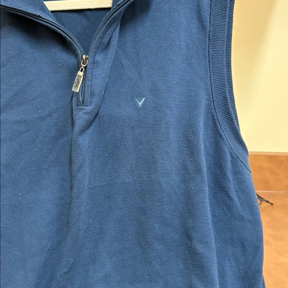 Callaway V Tech Men's Navy 1/4 Zip-Up Sweater Vest 100% Cotton Size‎ XL